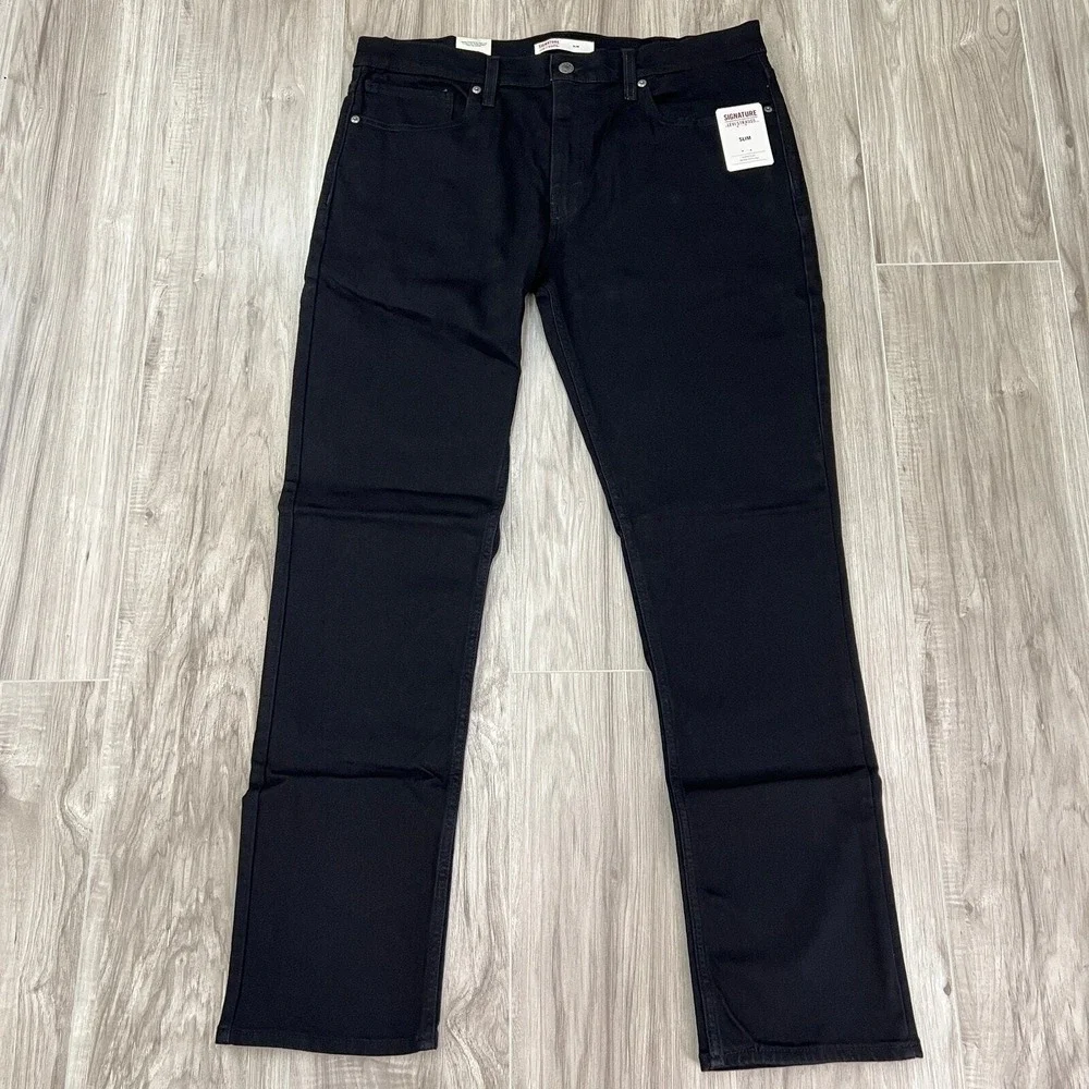 Signature by Levi Strauss Slim Super Flex #110782 Black Pants Size 36x32